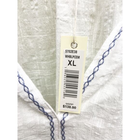 Max Studio White Floral Embroidered Balloon  Sleeve Blouse Size XL NWT $138 Boho - Picture 3 of 9